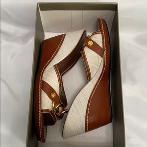 Cole Haan Leather & Linen Wedges Size 8.5